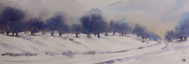 Pintura titulada "Paesaggio invernale…" por Tito Fornasiero, Obra de arte original, Oleo