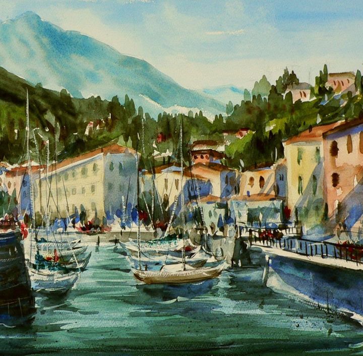 Painting titled "Menaggio (Lago di C…" by Tito Fornasiero, Original Artwork, Watercolor