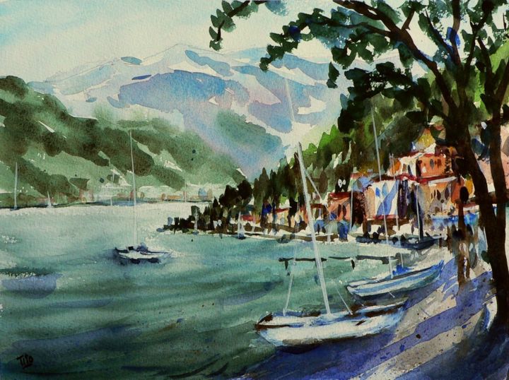 Painting titled "Varenna (Lago di Co…" by Tito Fornasiero, Original Artwork, Watercolor