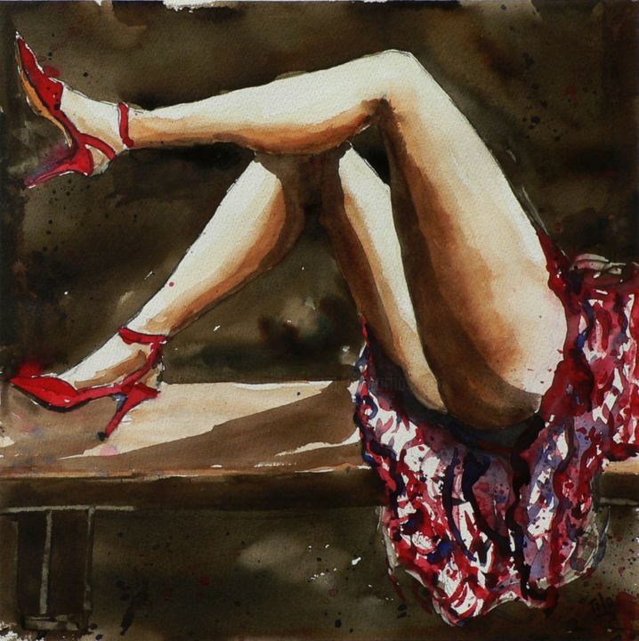 Painting titled "Malizia 1" by Tito Fornasiero, Original Artwork, Watercolor