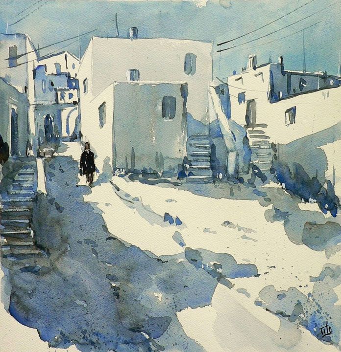 Painting titled "Luce mediterranea" by Tito Fornasiero, Original Artwork, Watercolor
