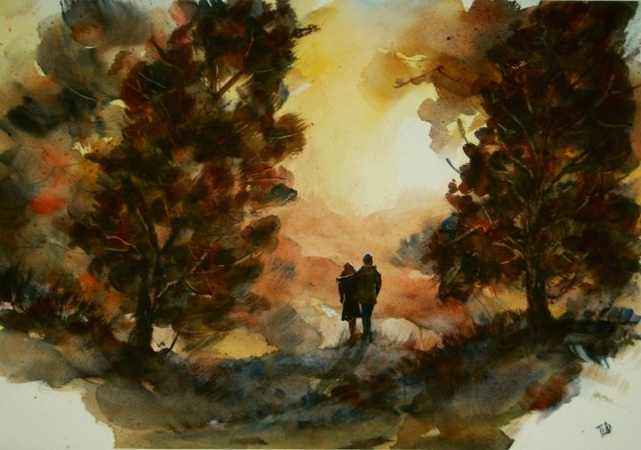 Painting titled "......insieme, d'au…" by Tito Fornasiero, Original Artwork, Watercolor