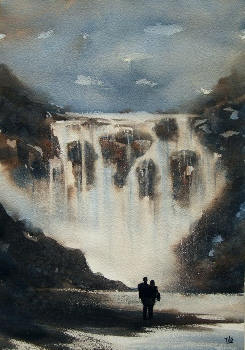 Painting titled "Il grande sogno" by Tito Fornasiero, Original Artwork, Watercolor