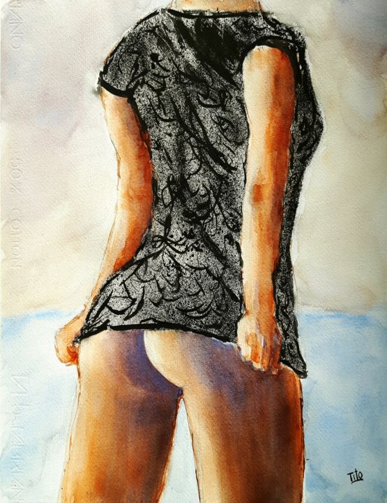 Painting titled "Malizia #4" by Tito Fornasiero, Original Artwork, Watercolor