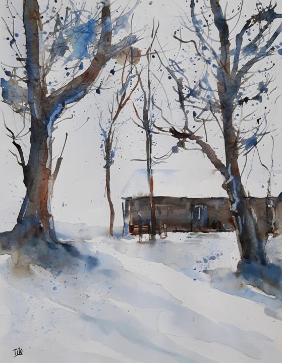 Pintura titulada "Inverno #27" por Tito Fornasiero, Obra de arte original, Acuarela