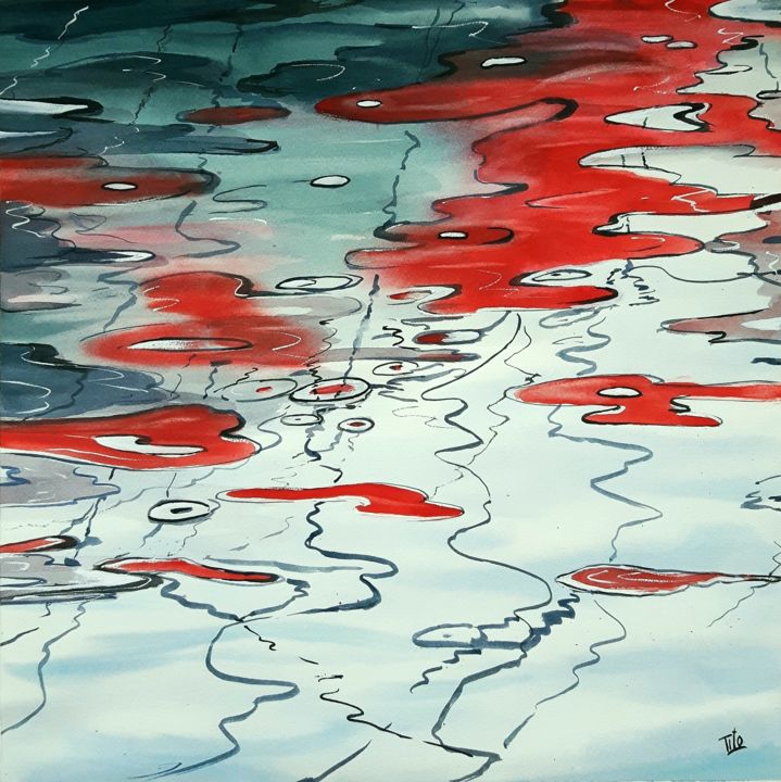 Pittura intitolato "Riflessi #4" da Tito Fornasiero, Opera d'arte originale, Acquarello