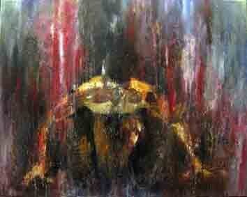 Painting titled "musique" by Titos Kontou, Original Artwork, Oil