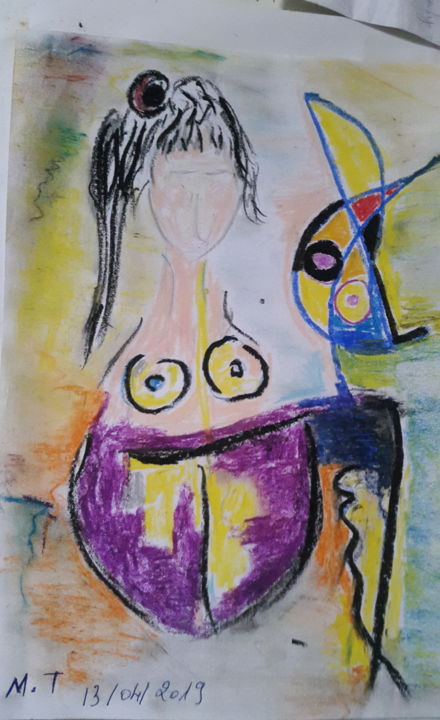 Peinture intitulée "Frustration" par Titou M, Œuvre d'art originale, Pastel