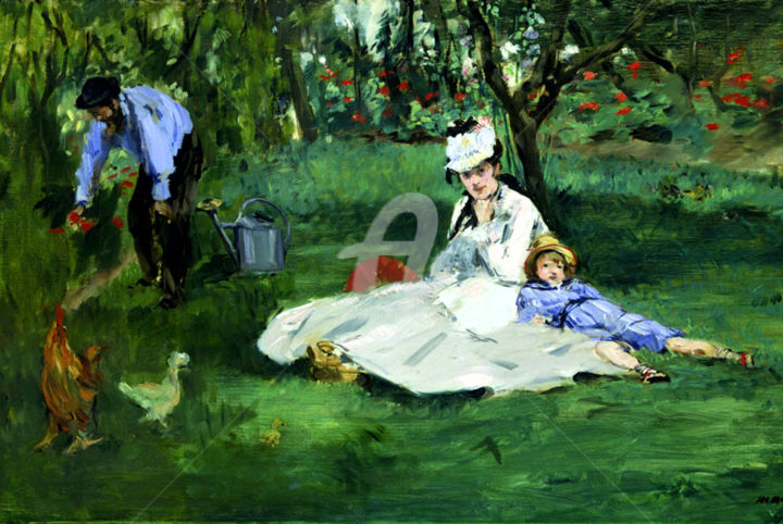 Digital Arts titled "The Monet Family in…" by Tito Villa, Original Artwork, Digital Painting