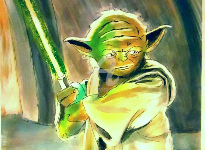 Digital Arts titled "Yoda." by Tito Villa, Original Artwork, Ink