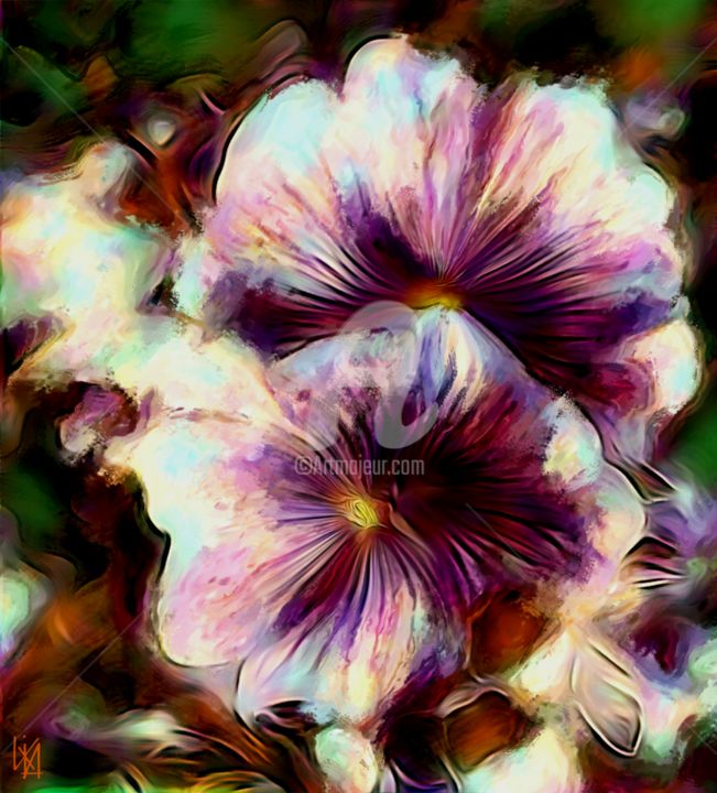 Arts numériques intitulée "Fleur de rêve." par Tito Villa, Œuvre d'art originale, Peinture numérique