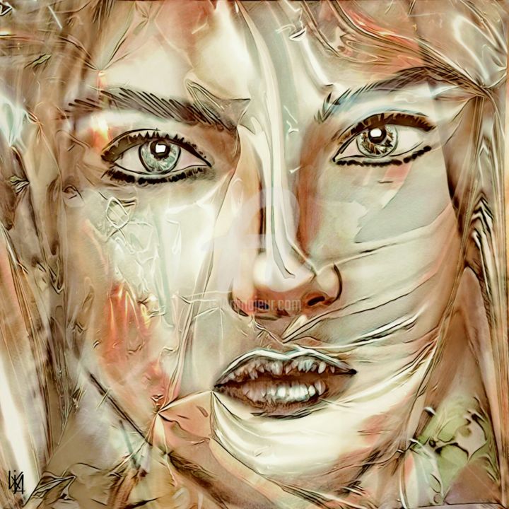Digital Arts titled "Maria azur." by Tito Villa, Original Artwork, Digital Painting