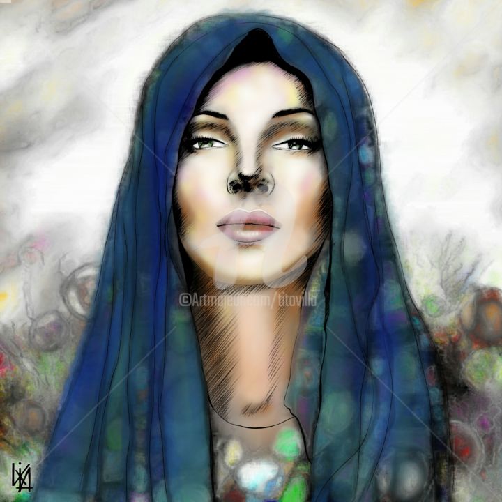 Digital Arts titled "Étude  5 Madone." by Tito Villa, Original Artwork, Digital Painting