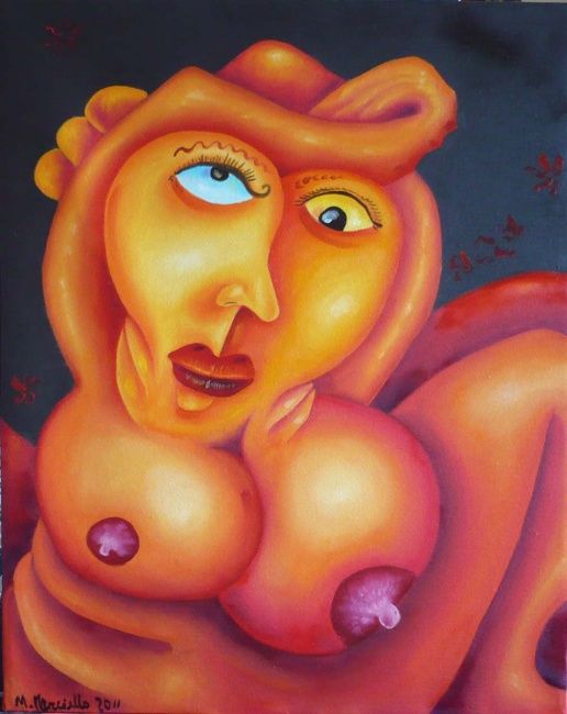 Painting titled "Passione" by Titti Milos, Original Artwork, Oil