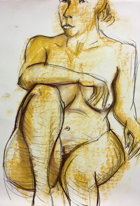 Dessin intitulée "Akt, Zeichnung,Frau…" par Sergej Luzewitsch, Œuvre d'art originale, Pastel