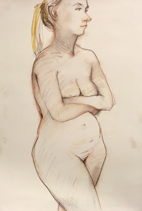 Zeichnungen mit dem Titel "Akt, Pastel, Aktzei…" von Sergej Luzewitsch, Original-Kunstwerk, Pastell