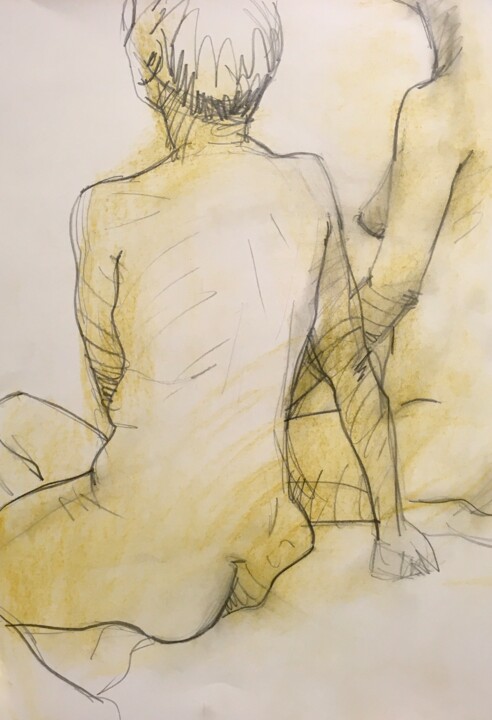 Tekening getiteld "Weiblicher Akt,Zeic…" door Sergej Luzewitsch, Origineel Kunstwerk, Pastel