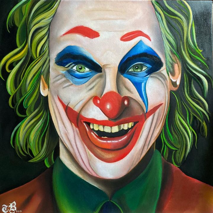Painting titled "Joker" by Tiziana Buschettu, Original Artwork, Oil Mounted on artwork_cat.