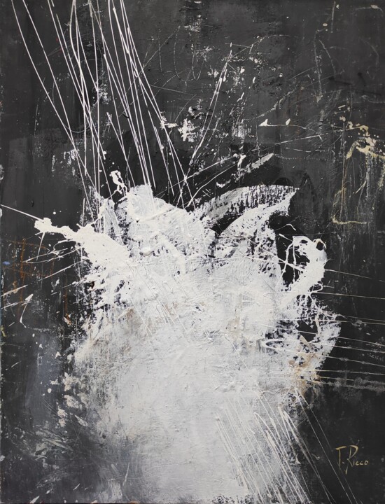 Malarstwo zatytułowany „Ligth in the night” autorstwa Tiziana Ricco, Oryginalna praca, Akryl Zamontowany na Drewniana rama n…