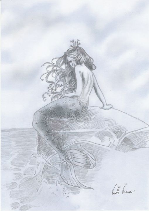Disegno intitolato "sirena.jpg" da Tiziana Visalli, Opera d'arte originale