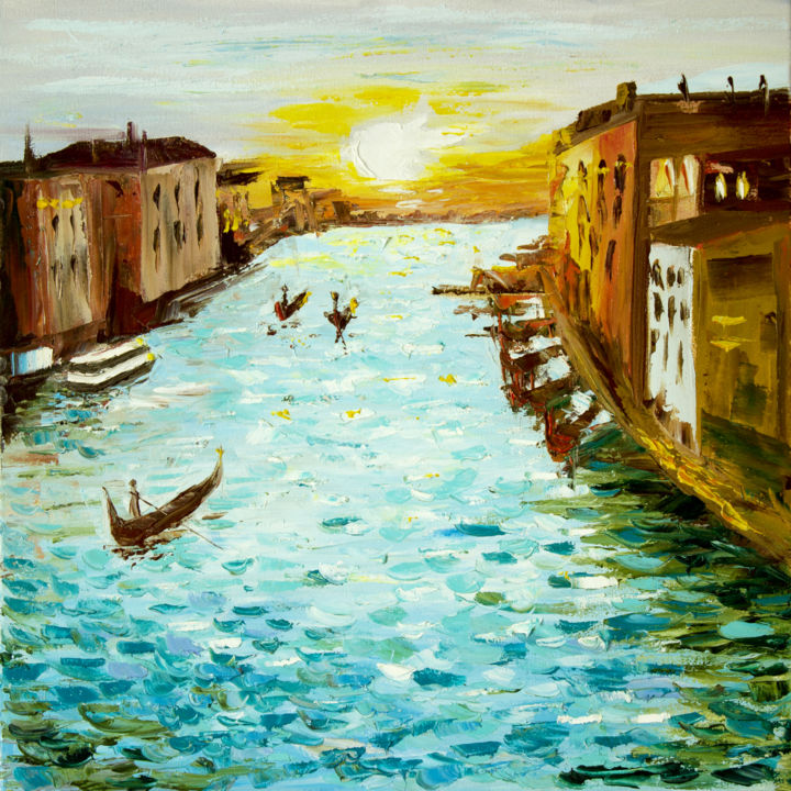 Painting titled "Quiet Venetian morn…" by Tetiana Kushnirova, Original Artwork, Oil