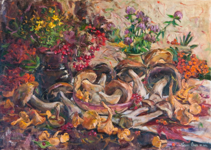 Painting titled "Gifts Of The Forest" by Olga Sedykh, Original Artwork, Oil