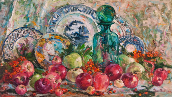 Painting titled "Apple Mood" by Olga Sedykh, Original Artwork, Oil