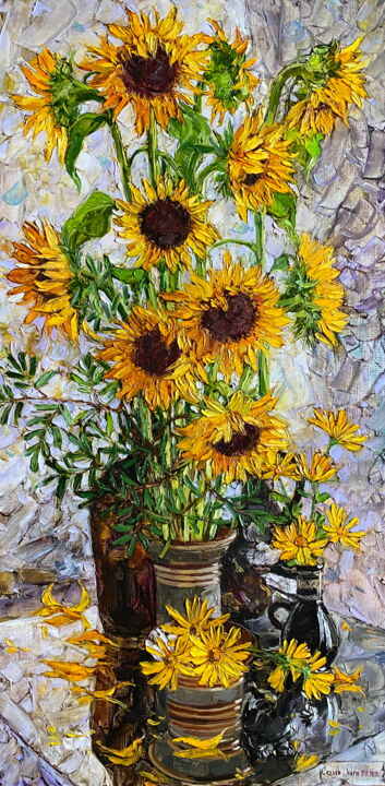 Картина под названием "Flowers of the sun" - Olga Sedykh, Подлинное произведение искусства, Масло