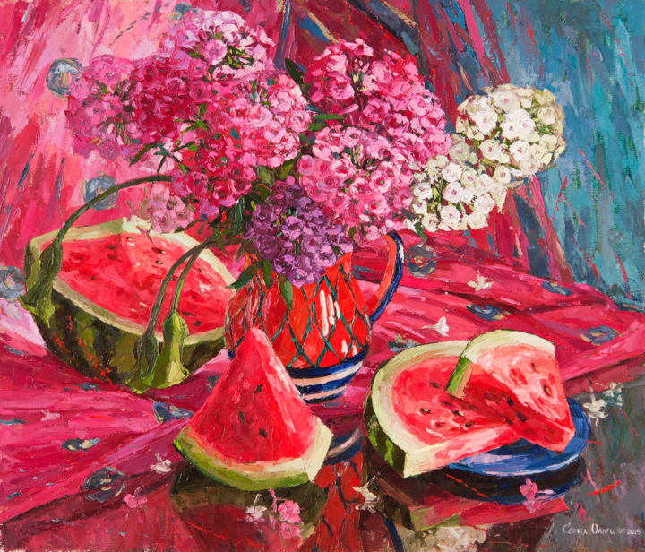 Malarstwo zatytułowany „Ripe watermelon” autorstwa Olga Sedykh, Oryginalna praca, Olej