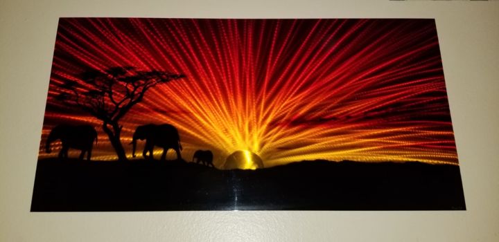 Painting titled "Elephants Savannah…" by Thiago Muzika, Original Art, Airbrush
