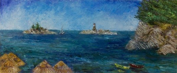 Картина под названием "Острова Петровац" - Tania Nikolich, Подлинное произведение искусства, Масло