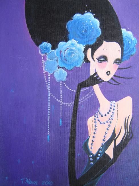 Malerei mit dem Titel "Violet" von T'Nova, Original-Kunstwerk, Öl