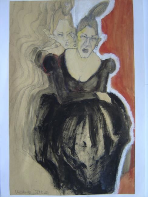 Malerei mit dem Titel "little black dress" von T'Nova, Original-Kunstwerk, Öl