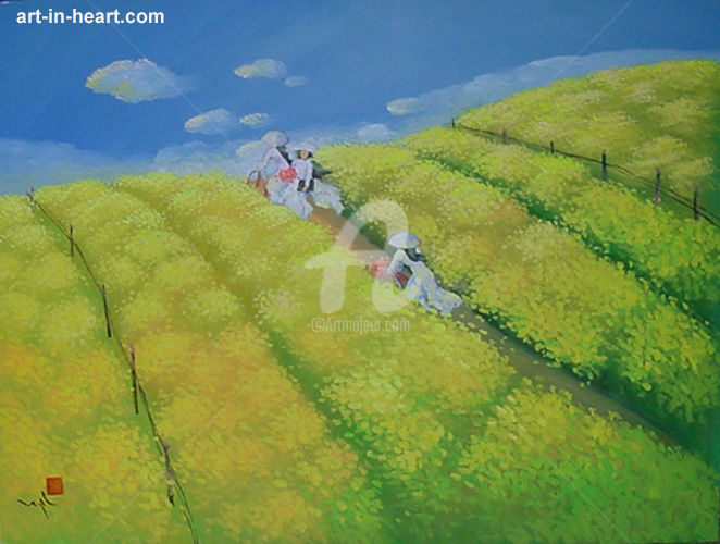 Peinture intitulée "Ao dai Oil painting…" par To Ngoc, Œuvre d'art originale, Huile