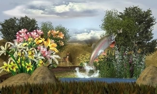 Digital Arts titled "trout jump" by Todd Amen, Original Art, Other