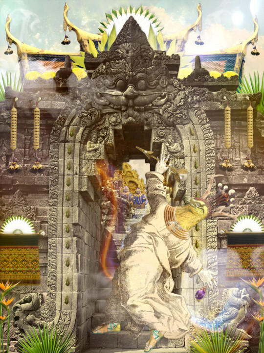Collagen mit dem Titel "Guest of Honour" von Toby Leon, Original-Kunstwerk, Digitale Collage