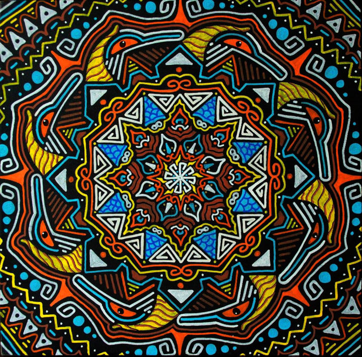 Peinture intitulée "Mandala 2" par Tockart, Œuvre d'art originale, Acrylique