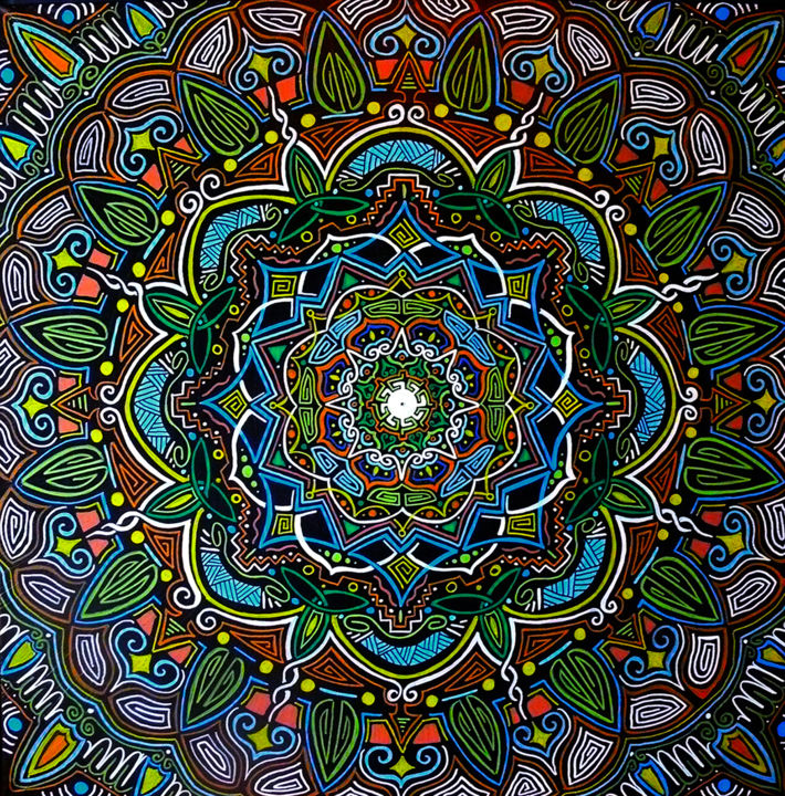 Peinture intitulée "Mandala 1" par Tockart, Œuvre d'art originale, Acrylique