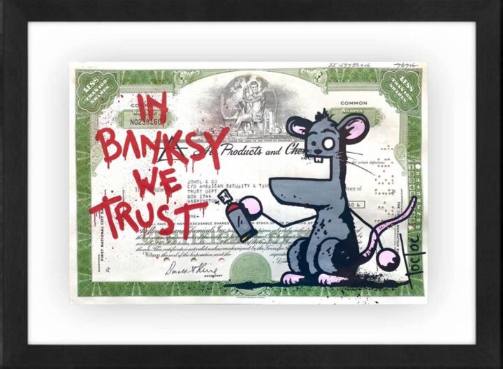 Painting titled "In Banksy We Trust" by Toctoc, Original Artwork, Marker