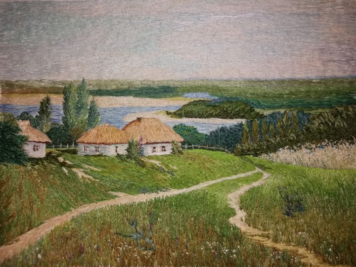 Pintura titulada "Украинское село" por Queen, Obra de arte original, Bordado