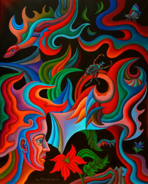 Painting titled "secret garden" by Nina Tokhtaman Valetova, Original Art, Oil