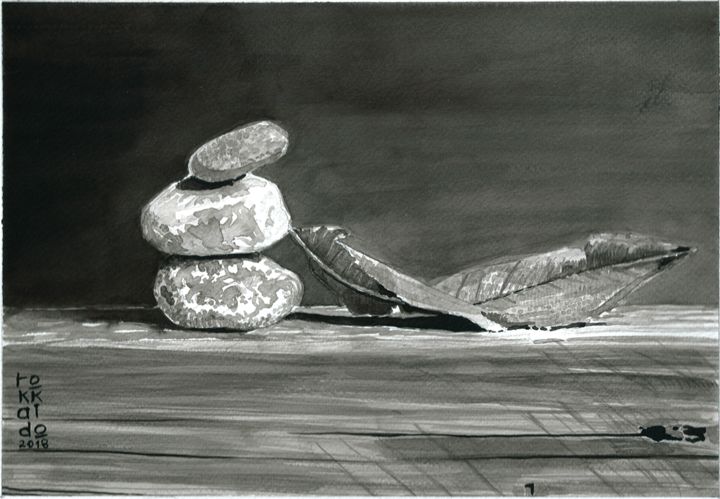 Σχέδιο με τίτλο "Stonepile and Dry L…" από Tokkaido, Αυθεντικά έργα τέχνης, Μελάνι