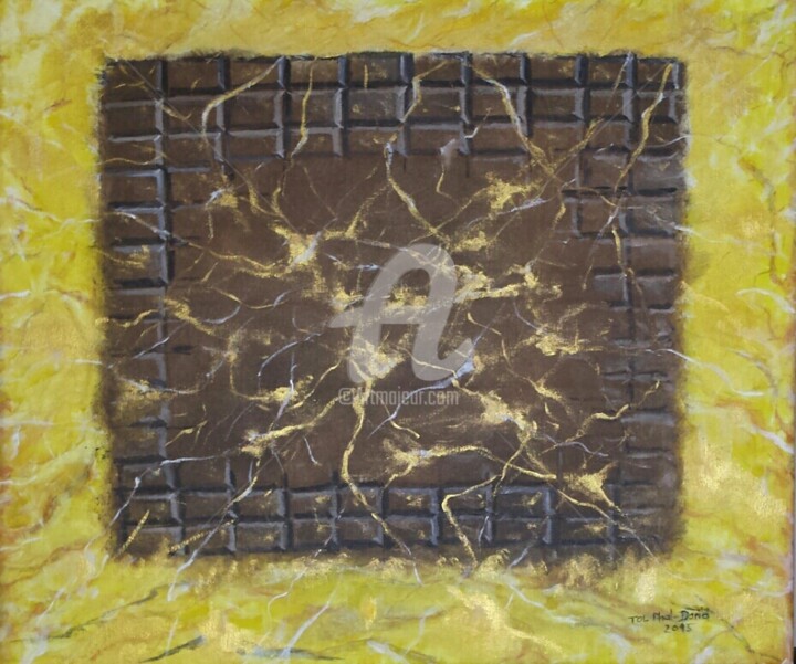 Painting titled "Chocolat doré" by Tol Dana, Original Artwork, Acrylic Mounted on Wood Stretcher frame