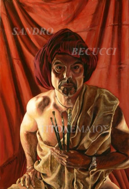 Painting titled "ARTISTA CON-TURBANT…" by Tolemaios, Original Artwork, Oil