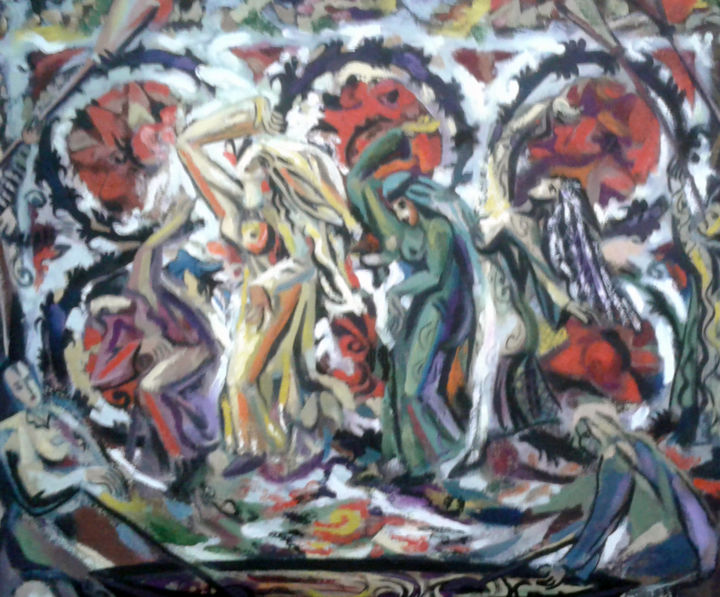 Schilderij getiteld "Navruz" door Tohir Saidakilzade, Origineel Kunstwerk, Olie