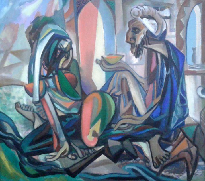 Pittura intitolato "Khayyam" da Tohir Saidakilzade, Opera d'arte originale, Olio