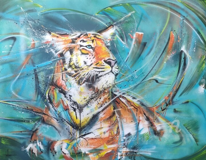 Картина под названием "Éclat tigre" - Tolliac, Подлинное произведение искусства, Акрил