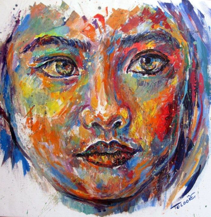 Painting titled "justine" by Shahab Tolooie, Original Artwork, Acrylic
