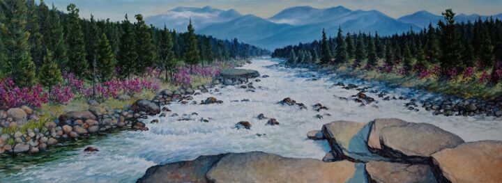 Картина под названием "горный пейзаж. цвет…" - Ирина Толстикова, Подлинное произведение искусства, Масло