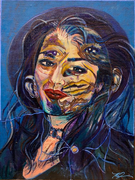 Painting titled "Rachel Weisz and Mi…" by Tom Aberneithie, Original Artwork, Oil